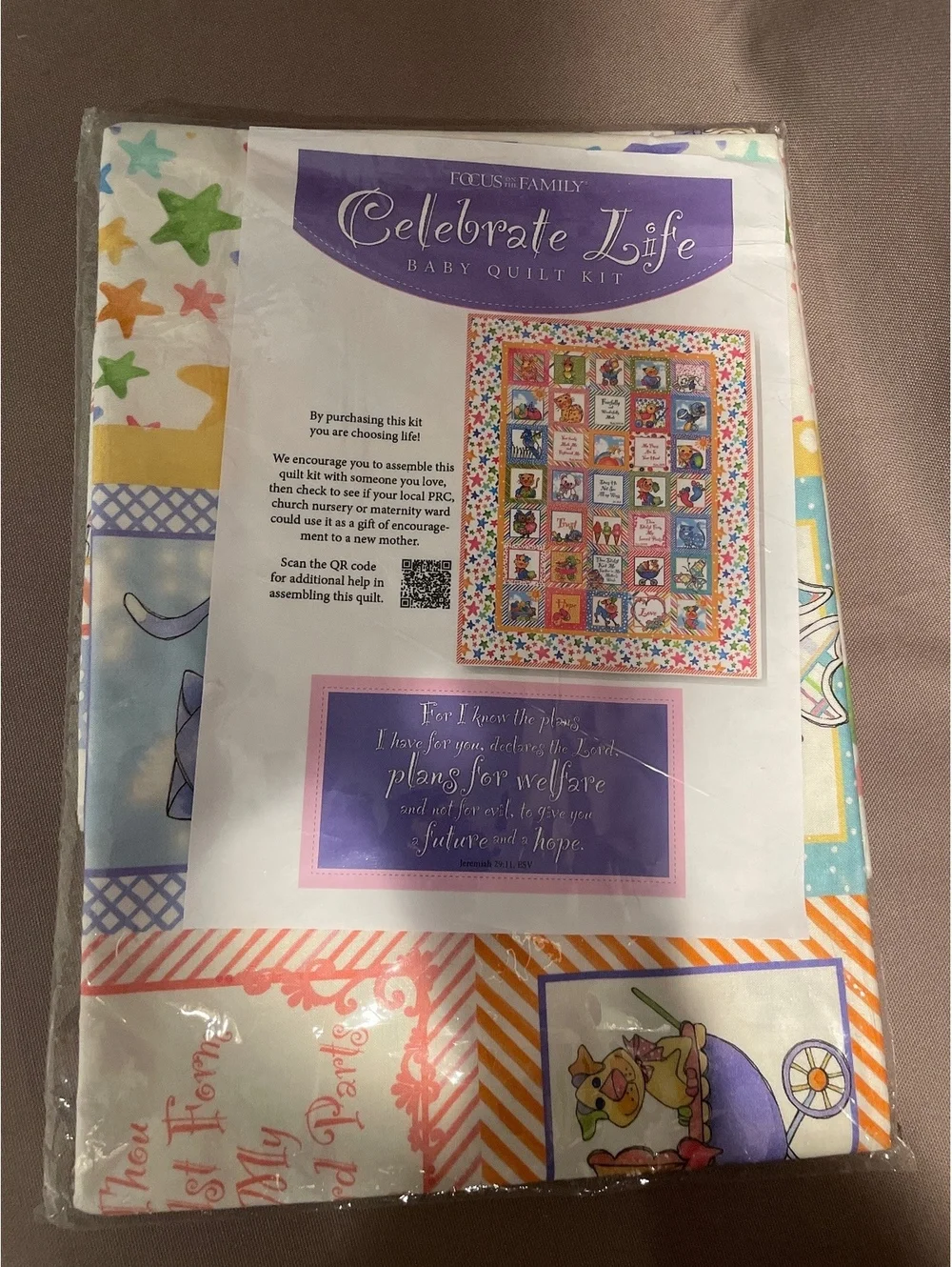 Focus On The Family Celebrate Life Quilt Kit Loralie Designs Christian NWT